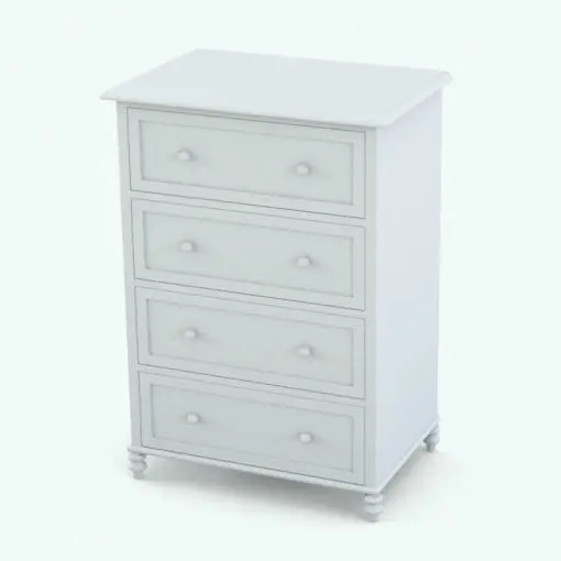 Dresser Revit family in 3D and rendered without any materials to show the details better. Ideal for bedrooms, kids rooms and even offices, this dresser Revit family will transform your spaces and make them look finished and alive in just a few clicks. Get it now and see for yourself.