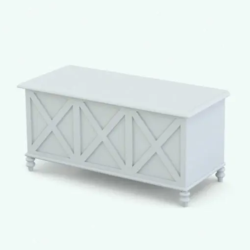 Toy trunk Revit furniture family in 3D and rendered in black and white (ambient occlusion style) to show the shapes better. This Revit family can also be used as a coffee table, a side table or a bench making it quite versatile. Don't wait any longer and get this family, which is part of the X-Shapes Nursery Revit Furniture Set today.