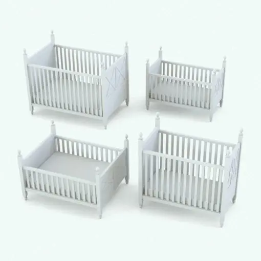 Crib Revit furniture family in different sizes and configurations to showcase its parametric flexibility.