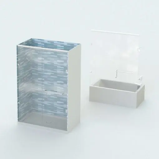 Dual-Single Head Shower Revit family rendered in full color. Ideal for modern interiors, whether small or large, this shower Revit family can also transform into a Revit bath tub family thanks to all the built-in parameters. Don't waste any more time and simplify your workflow now with this bath and shower Revit family.