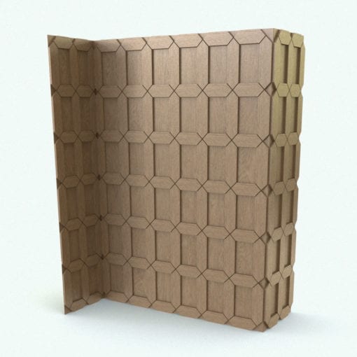 Modern geometric wall molding (a great alternative to classic French wall moldings) with light-colored wood material, rendered in V-Ray, featuring bold, contemporary patterns.