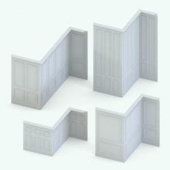 Various design configurations of the elegant wall molding family, showcasing flexible parameters like height, square width, and chair rail customization.