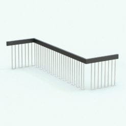 Revit Family / 3D Model - U-Shape Baluster Railing Rendered in Revit
