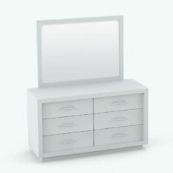Revit Family / 3D Model - Curved In Drawers Bed Set Dresser