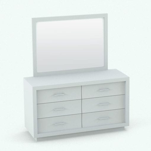 Revit Family / 3D Model - Curved In Drawers Bed Set Dresser