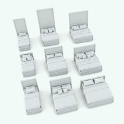 Revit Family / 3D Model - Curved In Drawers Bed Set Bed Variations
