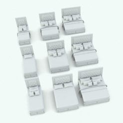 Revit Family / 3D Model - Elegant Bed Set Bed Variations