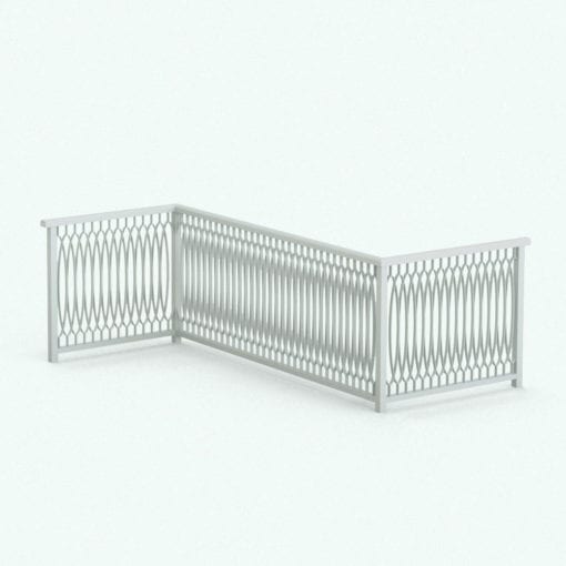 Revit Family / 3D Model - Interlaced Elliptical Railing Perspective