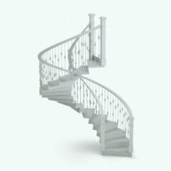 Revit Family / 3D Model - Ironwork and Wood Railing on Stair 2