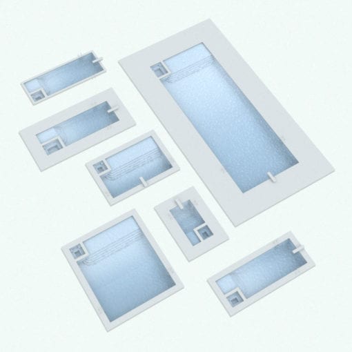 Revit Family / 3D Model - Long Rectangular Pool With Hot Tub Variations