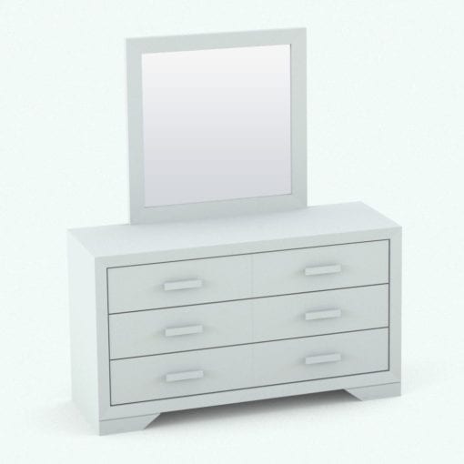 Revit Family / 3D Model - Rectangular Handles Bed Set Dresser