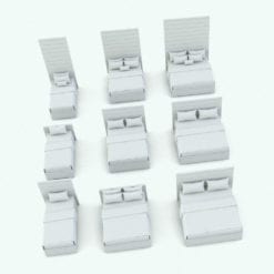 Revit Family / 3D Model - Rectangular Handles Bed Set Bed Variations