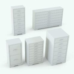 Revit Family / 3D Model - Rectangular Handles Bed Set Chest With Drawers Variations
