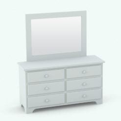 Revit Family / 3D Model - Solid Wood Circular Knobs Bed Set Dresser