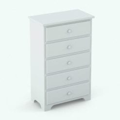 Revit Family / 3D Model - Solid Wood Circular Knobs Bed Set Chest With Drawers