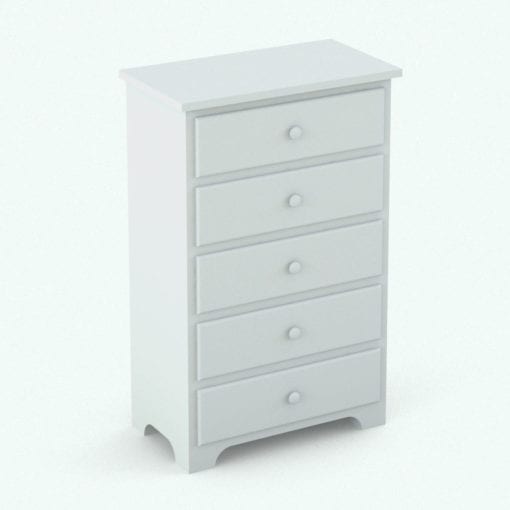 Revit Family / 3D Model - Solid Wood Circular Knobs Bed Set Chest With Drawers