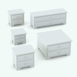 Revit Family / 3D Model - Solid Wood Circular Knobs Bed Set Night Stand Variations