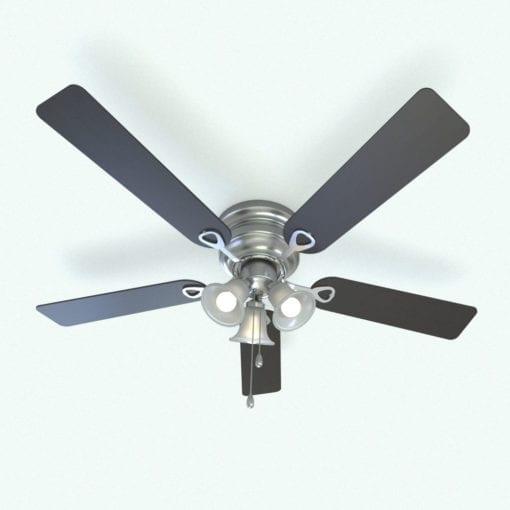Revit Family / 3D Model - Traditional Ceiling Fan 3 Lights 2 Rendered in Revit