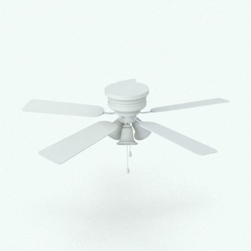 Revit Family / 3D Model - Traditional Ceiling Fan 3 Lights 2 Perspective 2