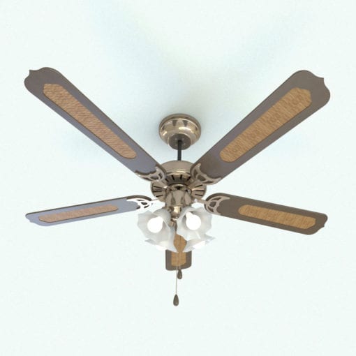 Revit Family / 3D Model - Traditional Ceiling Fan 4 Lights Rendered in Revit