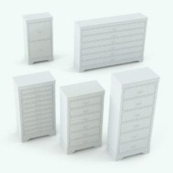 Revit Family / 3D Model - Vintage Handles Bed Set Chest With Drawers Variations