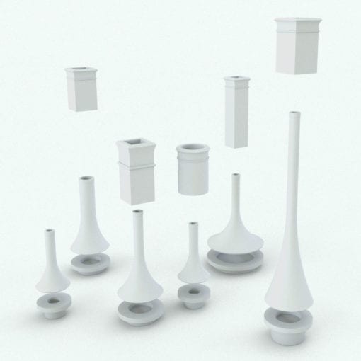 Revit Family / 3D Model - Curved Conical Fireplace Variations