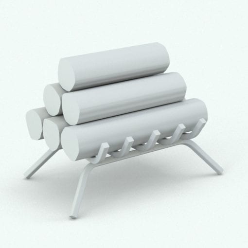 Revit Family / 3D Model - Glass Enclosed Fireplace Logs and Grate