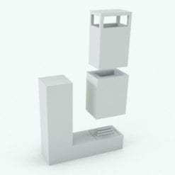 Revit Family / 3D Model - L-Shape Fireplace Perspective