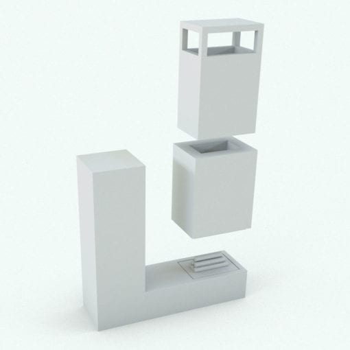 Revit Family / 3D Model - L-Shape Fireplace Perspective