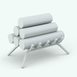 Revit Family / 3D Model - Modern Fireplace Two Toned Logs and Grate