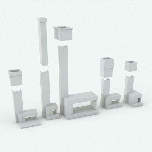 Revit Family / 3D Model - Modern Side Exhaust Fireplace Variations