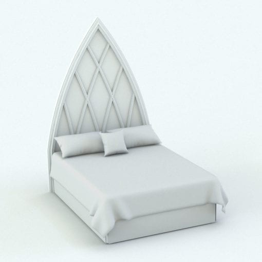 Revit Family / 3D Model - Bed With Gothic Headboard Perspective