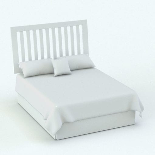 Revit Family / 3D Model - Bed With Wood Slats Headboard Perspective