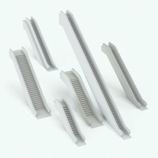 Revit Family / 3D Model - Solid Balustrade Escalator Variations