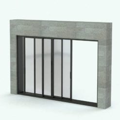 Revit Family / 3D Model - Door SLD XXXX Multi Slide Rendered in Revit