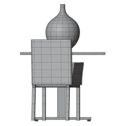 Revit Family / 3D Model - Modern Metal Base Dining Set Front View