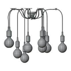 Revit Family / 3D Model - Modern Spider Chandelier Side View