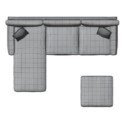 Revit Family / 3D Model - Sectional Sofa With Ottoman Top View