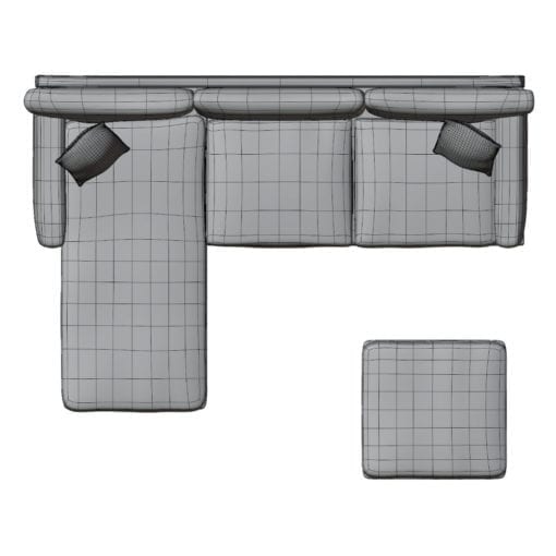 Revit Family / 3D Model - Sectional Sofa With Ottoman Top View