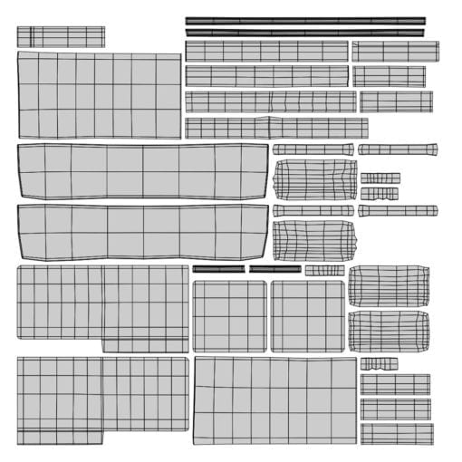Revit Family / 3D Model - Sectional Sofa With Ottoman UV's 2
