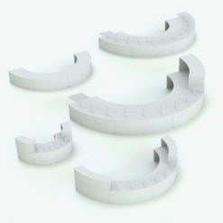 Revit Family / 3D Model - Modern Round Desk With Glass Extensions Variations