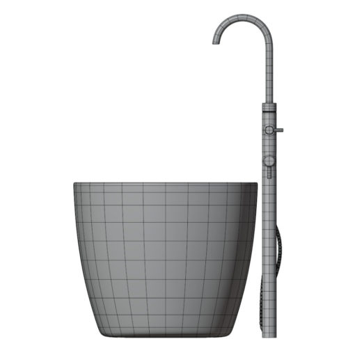 Revit Family / 3D Model - Curved Bathtub 1 Side View
